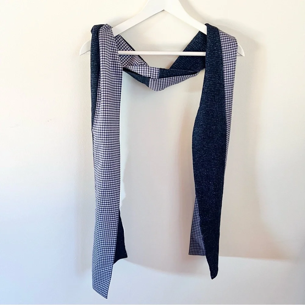 Navy Blue and White Checkered Scarf